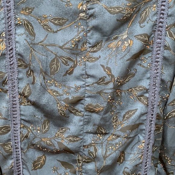 Paper Crane Navy Floral Print Choker Shift Style Dress Long Sleeve Zip Back Med - Picture 7 of 13